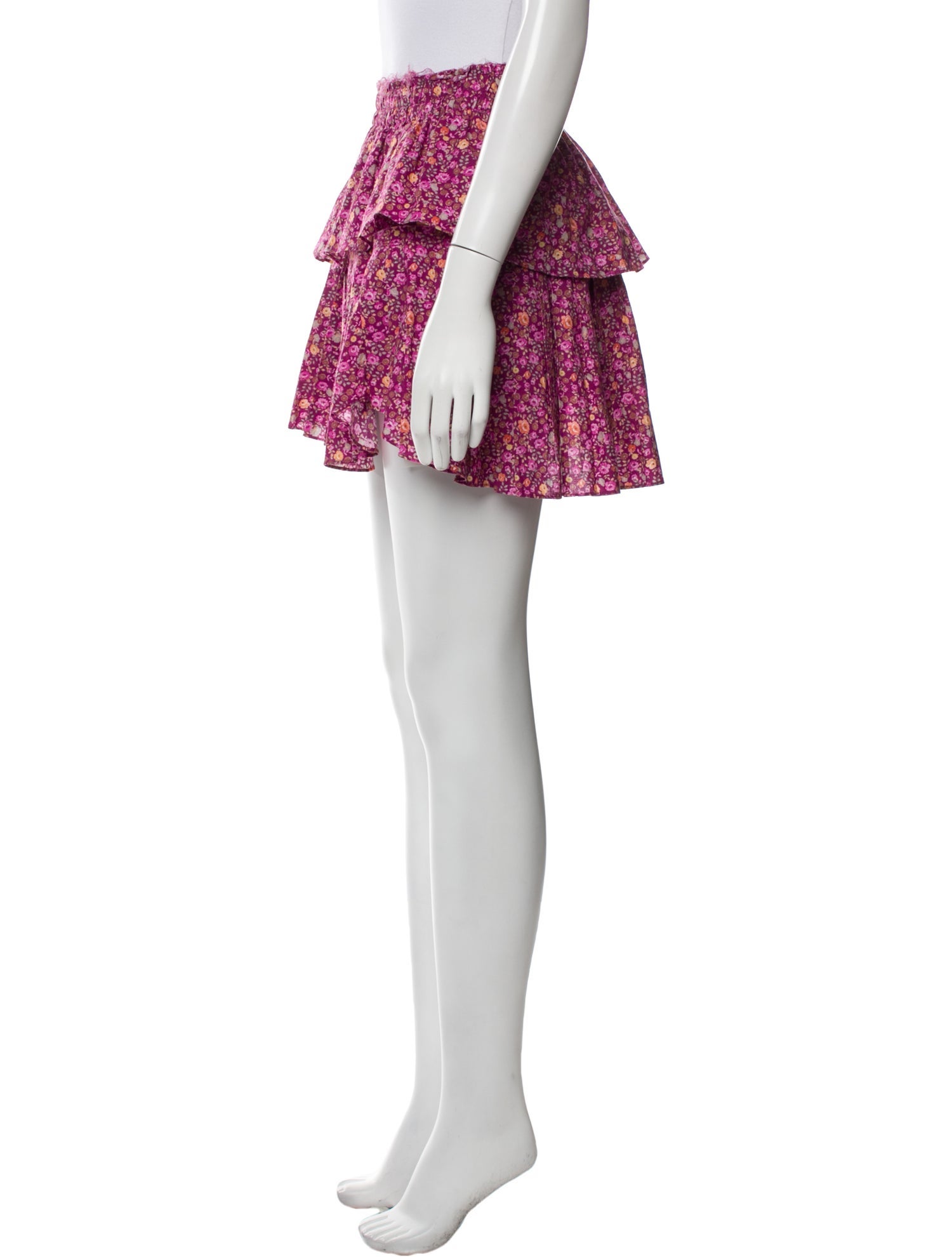 LoveShackFancy Floral Print Mini Skirt